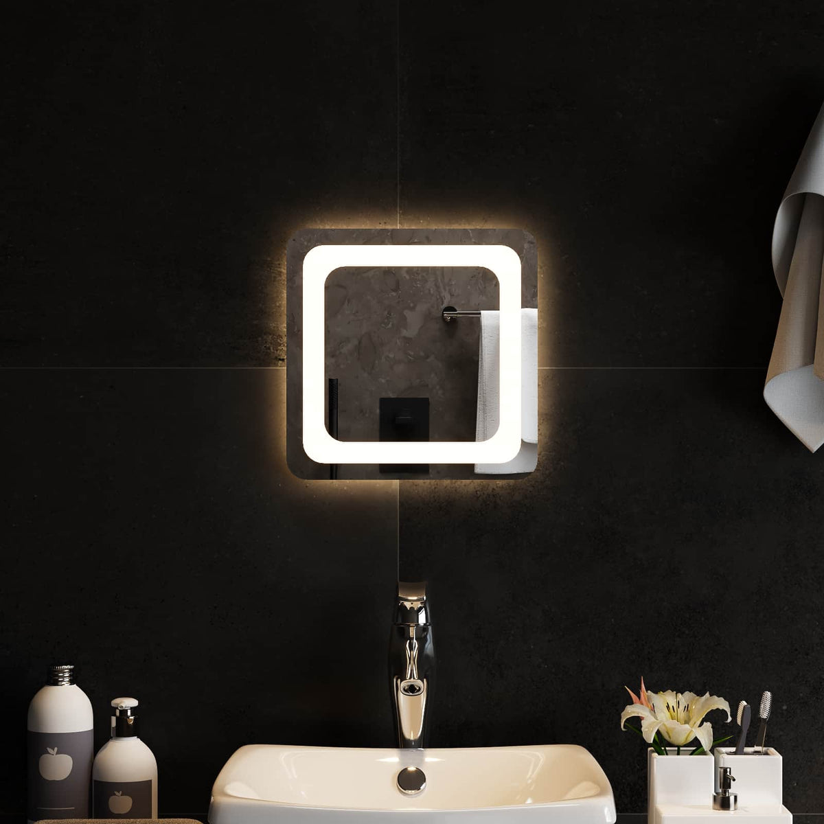 Vidaxl led badkamer spiegel transparant 30 x 30 cm gehard glas