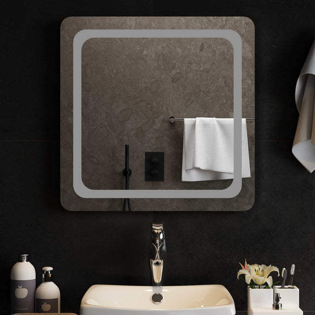 Vidaxl led badkamer spiegel transparant 60 x 60 cm gehard glas
