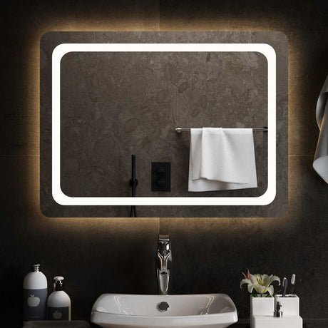 Vidaxl led badkamer spiegel transparant 80 x 60 cm gehard glas