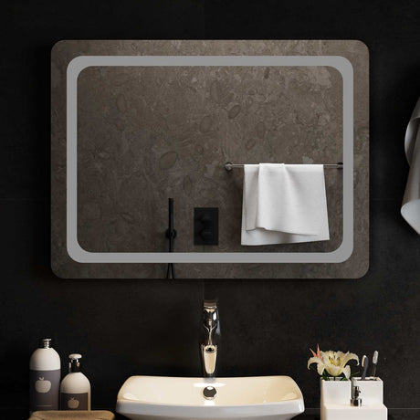 Vidaxl led badkamer spiegel transparant 80 x 60 cm gehard glas