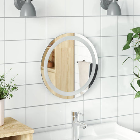 Vidaxl led badkamer spiegel transparant ø 40 cm gehard glas