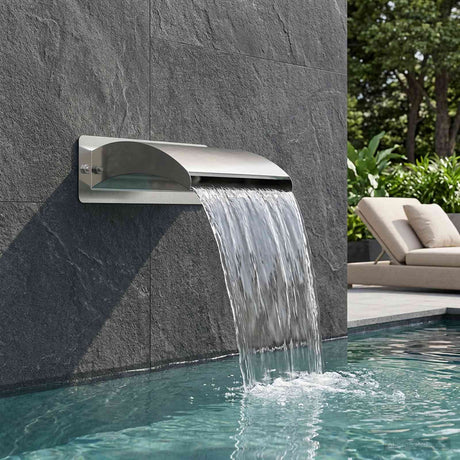 Vidaxl zwembadwaterval met led roestvrij staal 304 30 x 9 x 26 cm