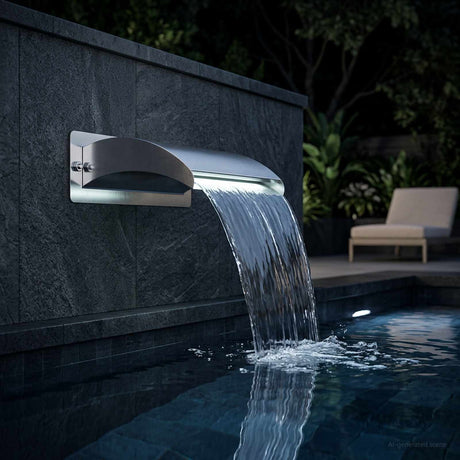 Vidaxl zwembadwaterval met led roestvrij staal 304 30 x 9 x 26 cm