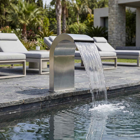 Vidaxl pool waterval met led roestvrij staal 304 45 x 30 x 65 cm