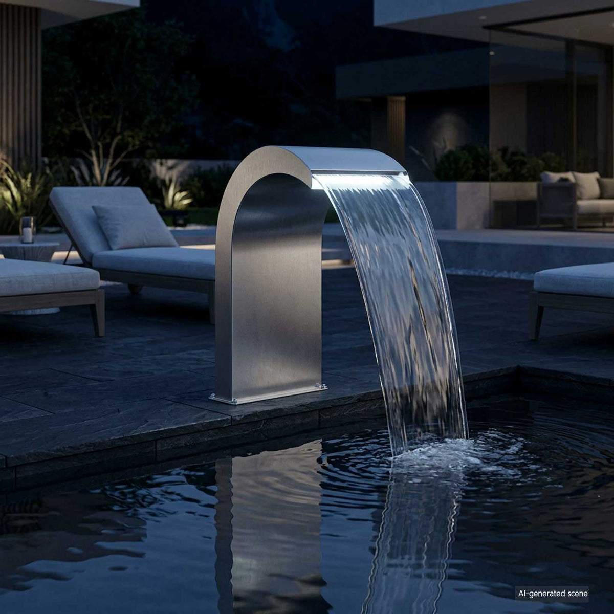 Vidaxl pool waterval met led roestvrij staal 304 45 x 30 x 65 cm