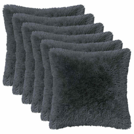 Vidaxl kussen met kussen heerlen 6 st antraciet pv fleece