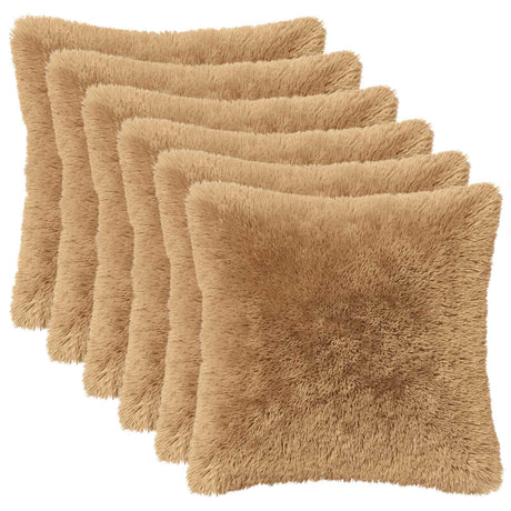Vidaxl kussen met kussen heerlen 6 st taupe pv fleece