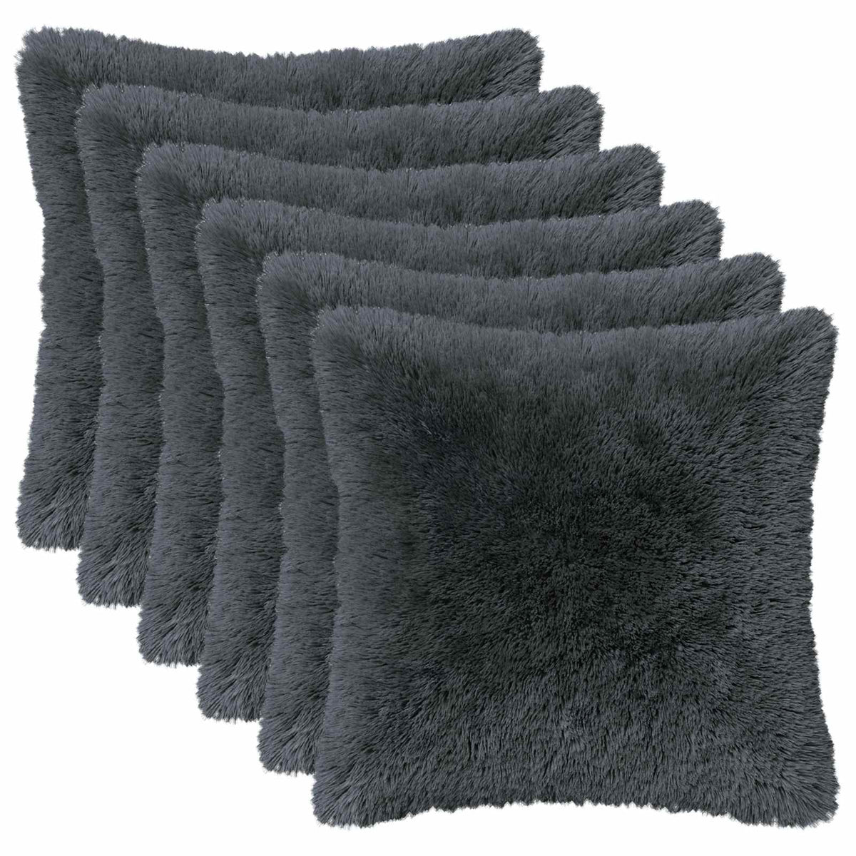 Vidaxl kussen met kussen heerlen 6 st antraciet pv fleece