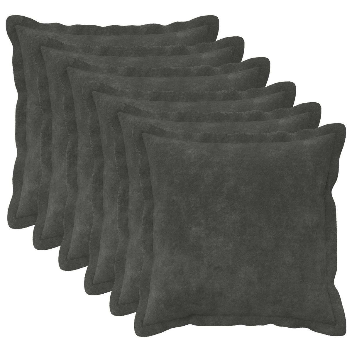 Vidaxl kussen met kussen houten 6 st antraciet microfiber fleece