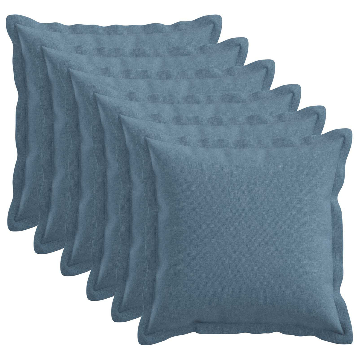 Vidaxl kussen met kussen houten 6 st jeans blauw faux linnen