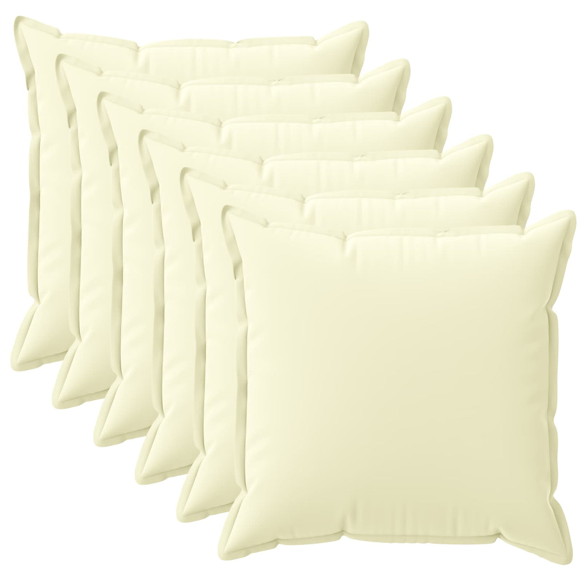 Vidaxl kussen met kussen houten 6 st crèmekleurig polyester
