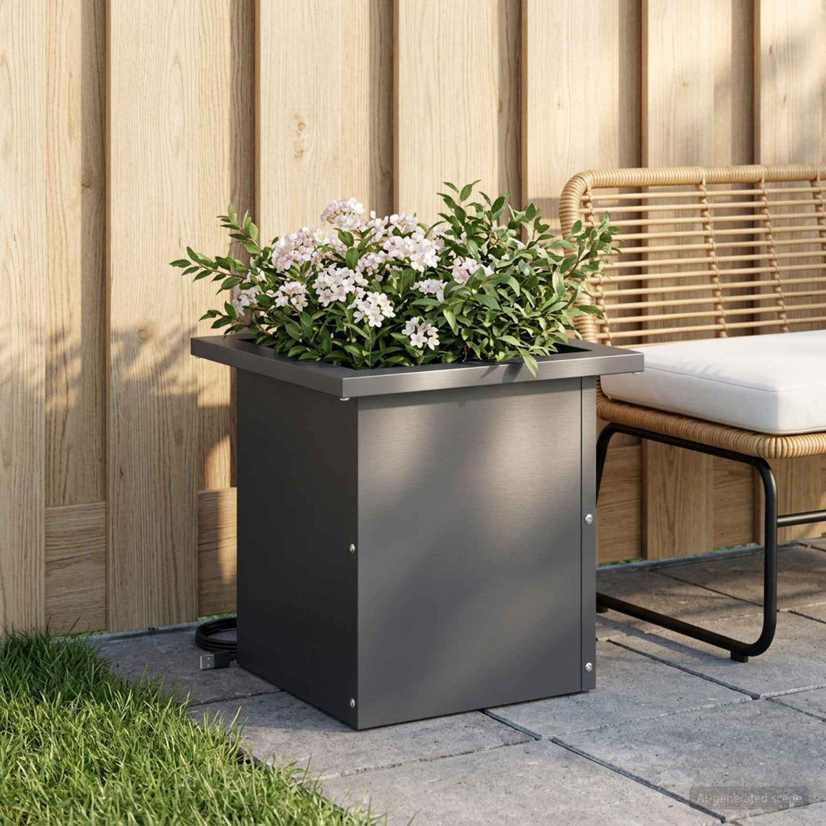 Vidaxl plantenbak met led antraciet 30 x 30 x 30 cm staal
