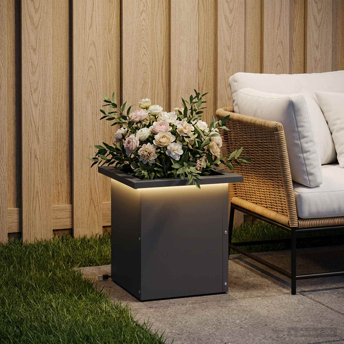 Vidaxl plantenbak met led antraciet 30 x 30 x 30 cm staal