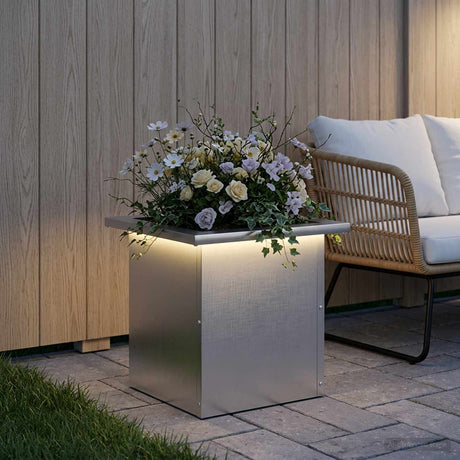 Vidaxl plantenbak met led zilver 30 x 30 x 30 cm roestvrij staal