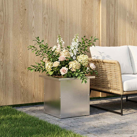 Vidaxl plantenbak met led zilver 30 x 30 x 30 cm roestvrij staal