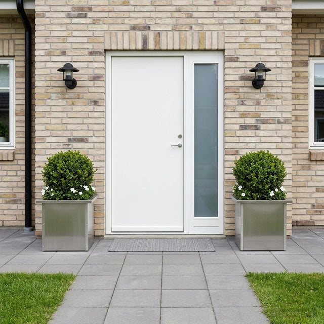 Vidaxl plantenbak met led 2 st zilver 30 x 30 x 30 cm roestvrij staal