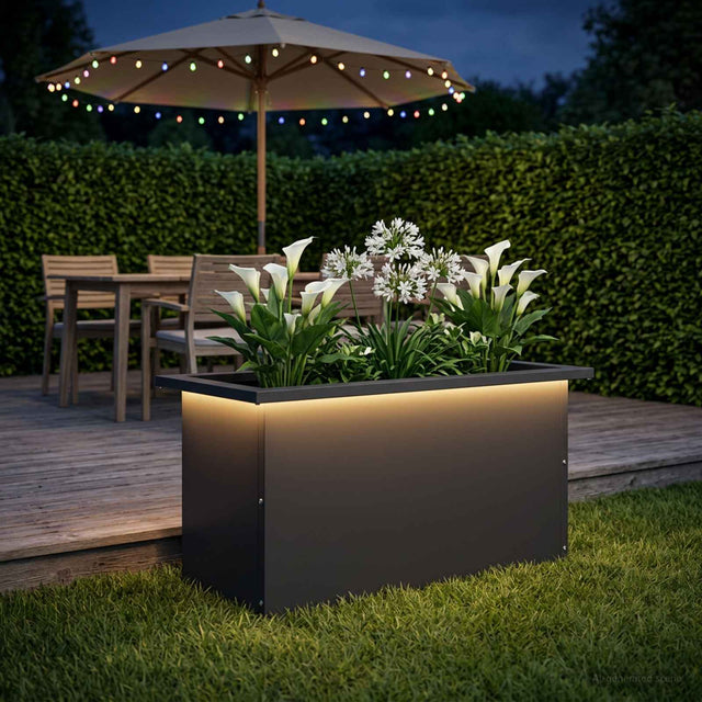 Vidaxl plantenbak met led zwart 30 x 60 x 30 cm staal