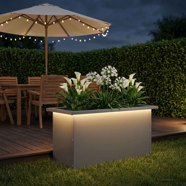 Vidaxl plantenbak met led antraciet 30 x 60 x 30 cm staal