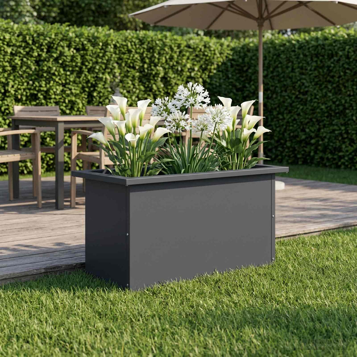 Vidaxl plantenbak met led antraciet 30 x 60 x 30 cm staal