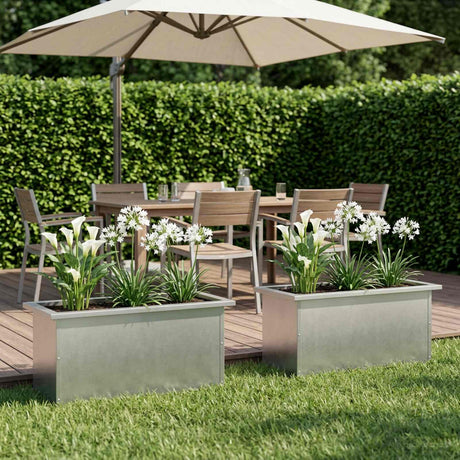 Vidaxl plantenbak met led 2 st zilver 30 x 60 x 30 cm roestvrij staal