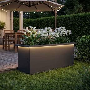 Vidaxl plantenbak met led zwart 30 x 80 x 30 cm staal