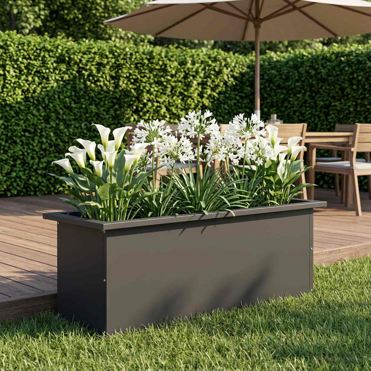 Vidaxl plantenbak met led zwart 30 x 80 x 30 cm staal