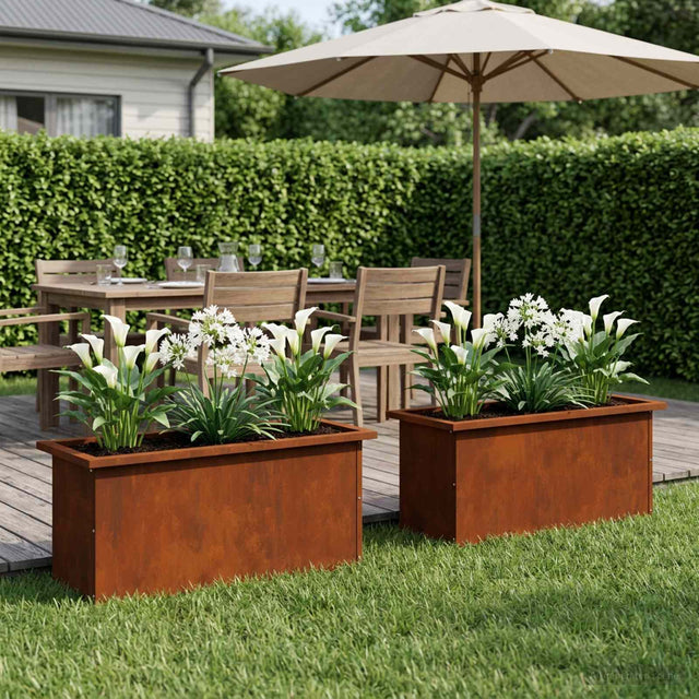 Vidaxl plantenbak met led 2 st roestkleurig 30 x 80 x 30 cm