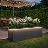 Vidaxl plantenbak met led antraciet 30 x 100 x 30 cm staal