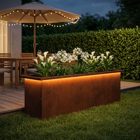 Vidaxl plantenbak met led roestkleurig 30 x 100 x 30 cm weervast staal