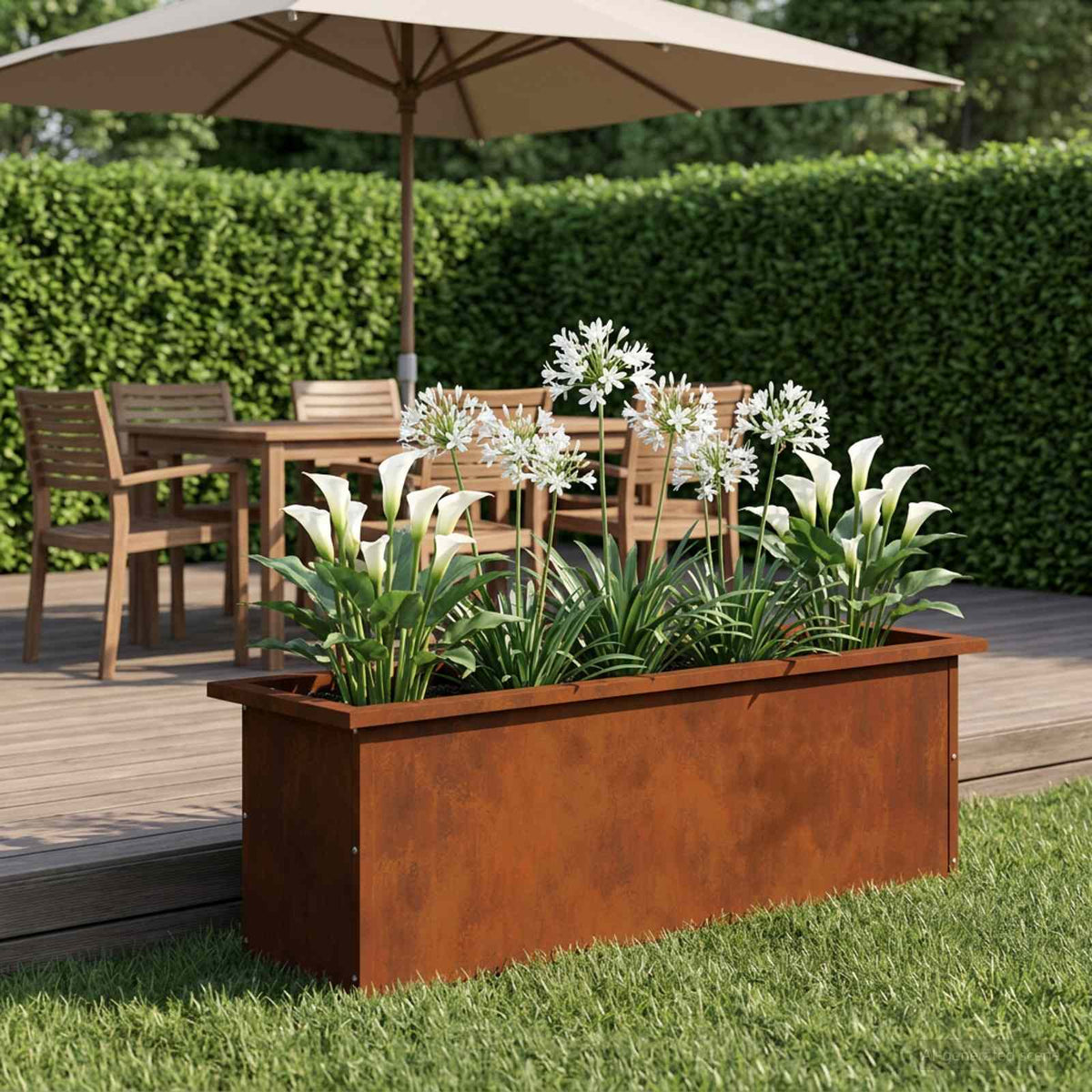 Vidaxl plantenbak met led roestkleurig 30 x 100 x 30 cm weervast staal