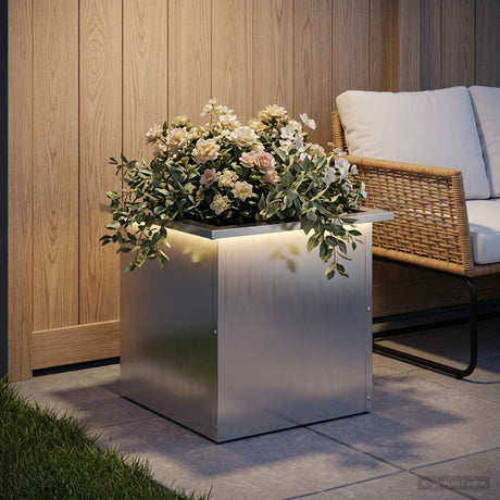 Vidaxl plantenbak met led zilver 40 x 40 x 40 cm gegalvaniseerd staal