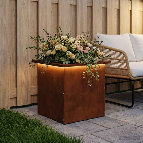 Vidaxl plantenbak met led roestkleurig 40 x 40 x 40 cm weervast staal