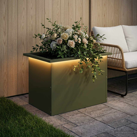 Vidaxl plantenbak met led olijfgroen 40 x 60 x 40 cm staal