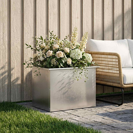 Vidaxl plantenbak met led zilver 40 x 60 x 40 cm roestvrij staal