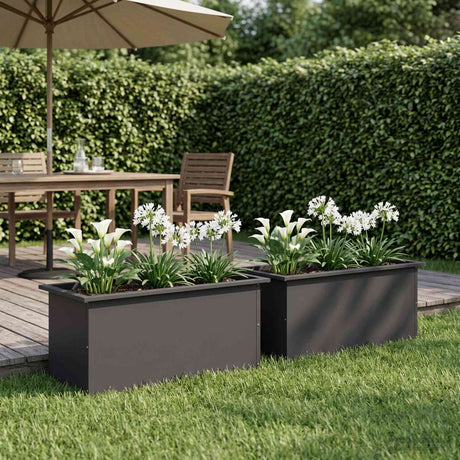 Vidaxl plantenbak met led 2 st zwart 40 x 80 x 40 cm staal