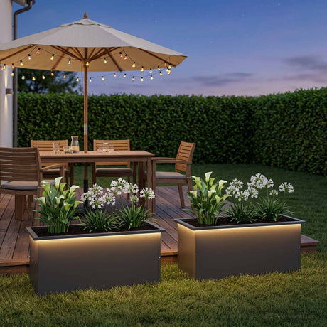 Vidaxl plantenbak met led 2 st zwart 40 x 80 x 40 cm staal