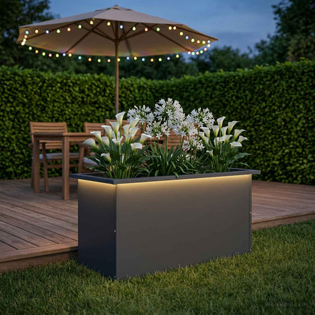 Vidaxl plantenbak met led antraciet 40 x 80 x 40 cm staal