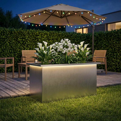 Vidaxl plantenbak met led zilver 40 x 80 x 40 cm roestvrij staal