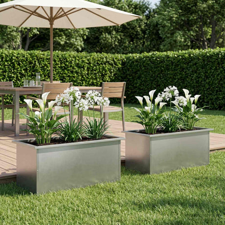 Vidaxl plantenbak met led 2 st zilver 40 x 80 x 40 cm roestvrij staal
