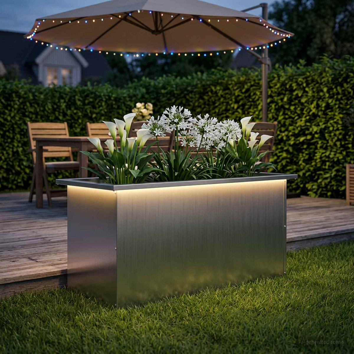 Vidaxl plantenbak met led zilver 40 x 80 x 40 cm gegalvaniseerd staal
