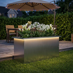 Vidaxl plantenbak met led zilver 40 x 80 x 40 cm gegalvaniseerd staal