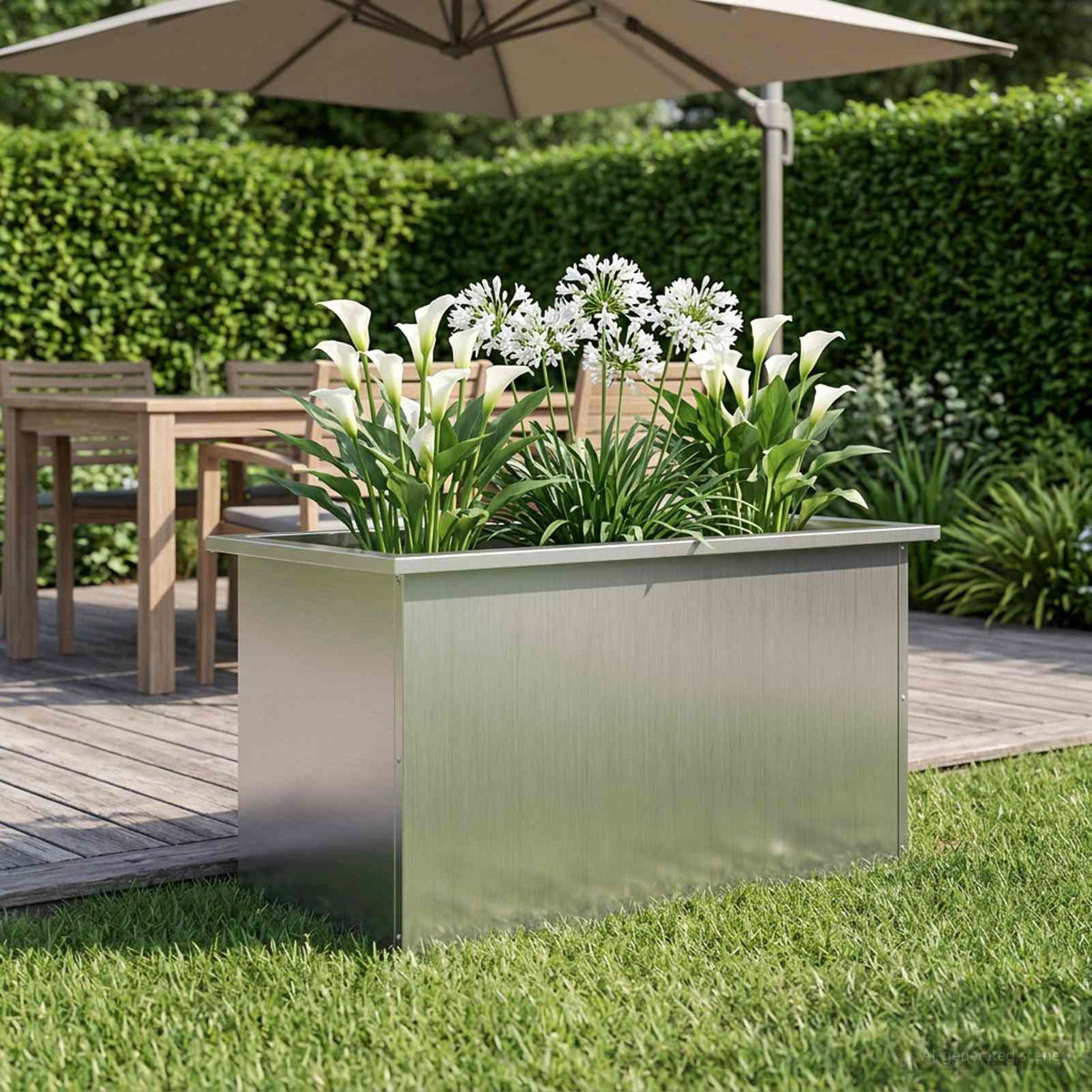 Vidaxl plantenbak met led zilver 40 x 80 x 40 cm gegalvaniseerd staal