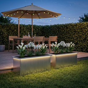 Vidaxl plantenbak met led 2 st zilver 40 x 80 x 40 cm