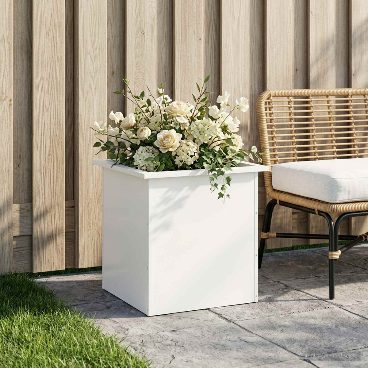 Vidaxl plantenbak met led wit 50 x 50 x 48 cm staal