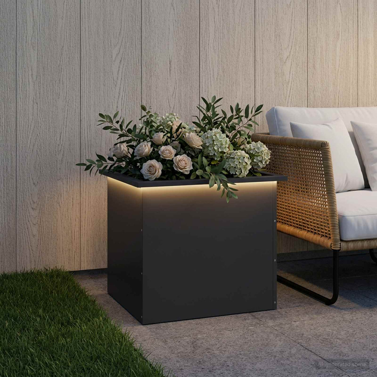 Vidaxl plantenbak met led zwart 50 x 60 x 48 cm staal