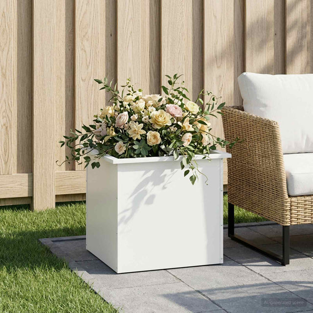 Vidaxl plantenbak met led wit 50 x 60 x 48 cm staal