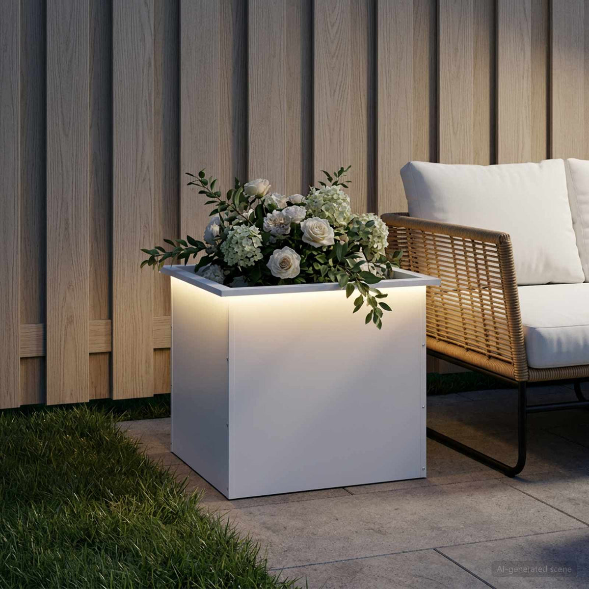 Vidaxl plantenbak met led wit 50 x 60 x 48 cm staal