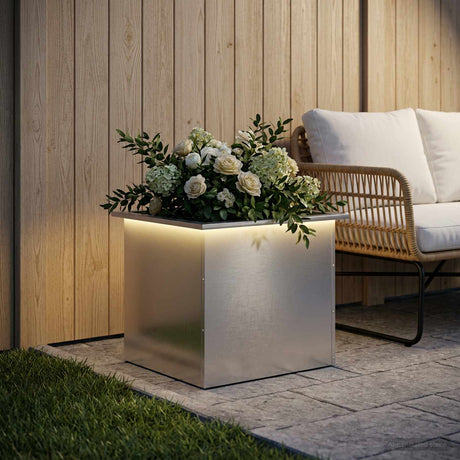 Vidaxl plantenbak met led zilver 50 x 60 x 48 cm roestvrij staal