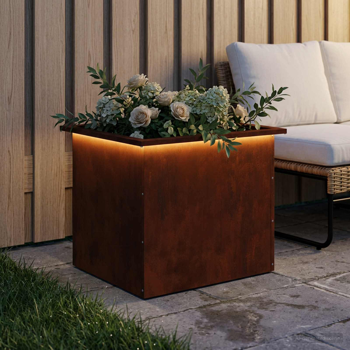 Vidaxl plantenbak met led roestkleurig 50 x 60 x 48 cm weervast staal
