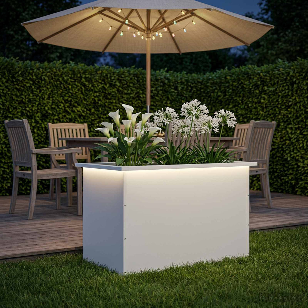 Vidaxl plantenbak met led wit 50 x 80 x 48 cm staal
